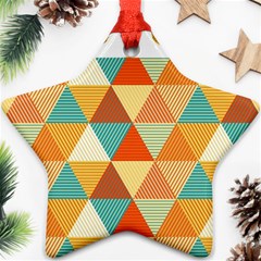 Golden Dots And Triangles Pattern Ornament (star) by TastefulDesigns