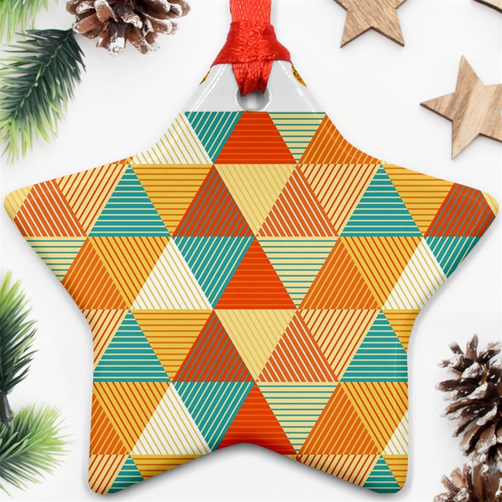 Golden dots and triangles pattern Star Ornament (Two Sides)