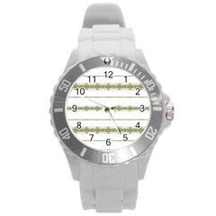 Ethnic Floral Stripes Round Plastic Sport Watch (l) by dflcprints