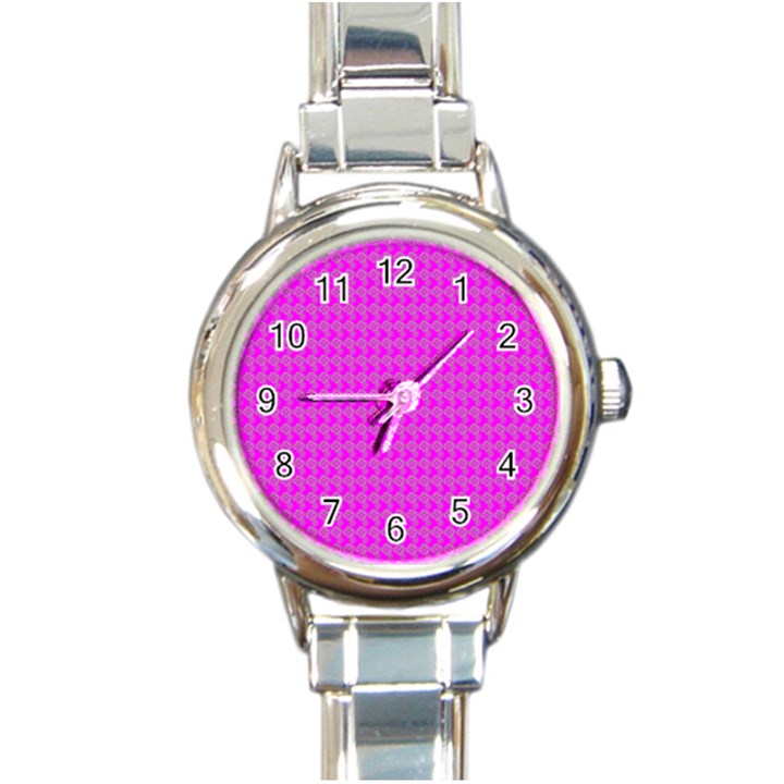 Clovers On Pink Round Italian Charm Watch