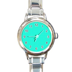 Clovers On Blue Round Italian Charm Watch by PhotoNOLA