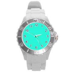 Clovers On Blue Round Plastic Sport Watch (l) by PhotoNOLA