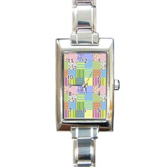 Old Quilt Rectangle Italian Charm Watch by Valentinaart