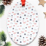 Cute Flamingos And  Leaves Pattern Ornament (Oval) Front