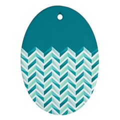 Zigzag Pattern In Blue Tones Ornament (oval) by TastefulDesigns