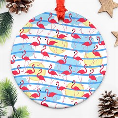 Flamingo Pattern Round Ornament (two Sides) by Valentinaart