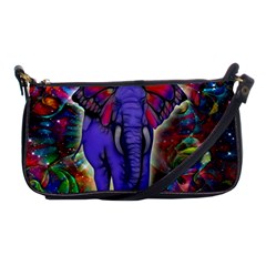 Abstract Elephant With Butterfly Ears Colorful Galaxy Shoulder Clutch Bags by EDDArt