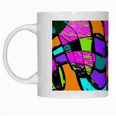 Abstract Art Squiggly Loops Multicolored White Mugs by EDDArt