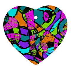 Abstract Art Squiggly Loops Multicolored Heart Ornament (two Sides) by EDDArt