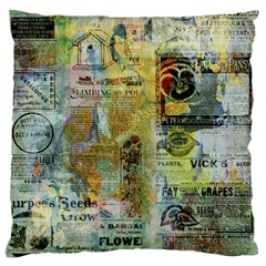 Old Newspaper And Gold Acryl Painting Collage Standard Flano Cushion Case (one Side) by EDDArt