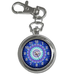 Power Flower Mandala   Blue Cyan Violet Key Chain Watches by EDDArt