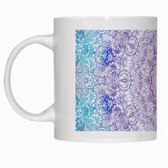 India Mehndi Style Mandala   Cyan Lilac White Mugs by EDDArt