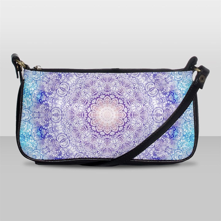 India Mehndi Style Mandala   Cyan Lilac Shoulder Clutch Bags