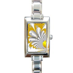 Fractal Gold Palm Tree  Rectangle Italian Charm Watch by Amaryn4rt