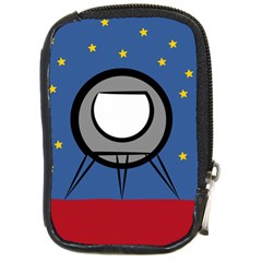 A Rocket Ship Sits On A Red Planet With Gold Stars In The Background Compact Camera Cases by Simbadda