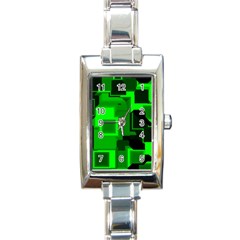 Green Cyber Glow Pattern Rectangle Italian Charm Watch by Simbadda