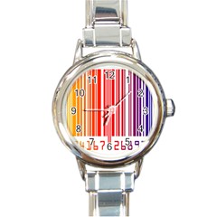 Colorful Gradient Barcode Round Italian Charm Watch by Simbadda