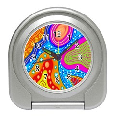 Hand Painted Digital Doodle Abstract Pattern Travel Alarm Clocks by Simbadda