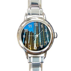 Two Abstract Architectural Patterns Round Italian Charm Watch by Simbadda