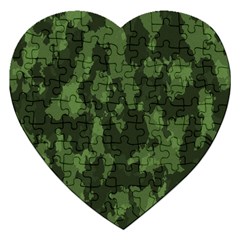 Camouflage Green Army Texture Jigsaw Puzzle (heart) by Simbadda