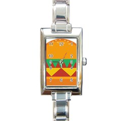 Burger Bread Food Cheese Vegetable Rectangle Italian Charm Watch by Simbadda