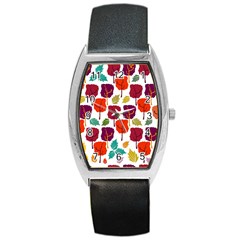 Colorful Trees Background Pattern Barrel Style Metal Watch by Simbadda