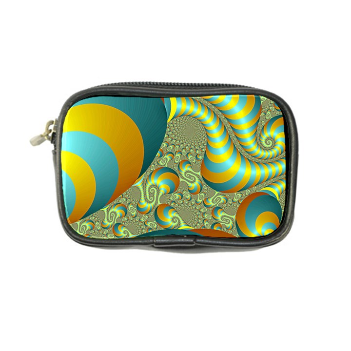 Gold Blue Fractal Worms Background Coin Purse