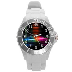 Abstract Binary Round Plastic Sport Watch (l) by Simbadda