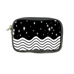 Black And White Waves And Stars Abstract Backdrop Clipart Coin Purse by Simbadda