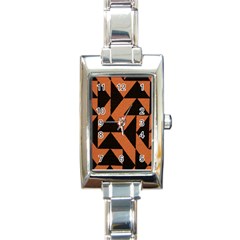 Brown Triangles Background Rectangle Italian Charm Watch by Simbadda