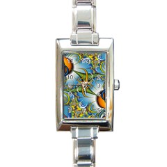 Random Fractal Background Image Rectangle Italian Charm Watch by Simbadda