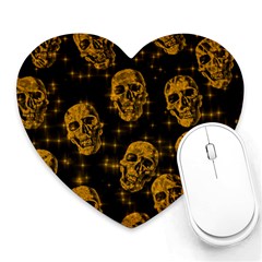 Sparkling Glitter Skulls Golden Heart Mousepads by ImpressiveMoments