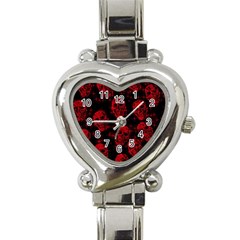 Sparkling Glitter Skulls Red Heart Italian Charm Watch by ImpressiveMoments