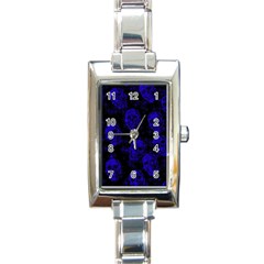 Sparkling Glitter Skulls Blue Rectangle Italian Charm Watch by ImpressiveMoments