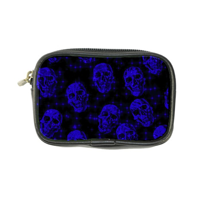 Sparkling Glitter Skulls Blue Coin Purse