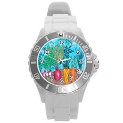 Mural Displaying Array Of Garden Vegetables Round Plastic Sport Watch (l) by Simbadda