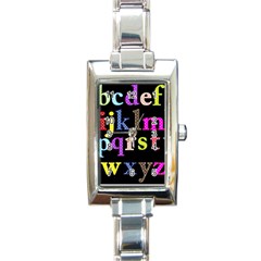 Alphabet Letters Colorful Polka Dots Letters In Lower Case Rectangle Italian Charm Watch by Simbadda