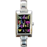 Alphabet Letters Colorful Polka Dots Letters In Lower Case Rectangle Italian Charm Watch Front