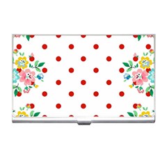 Flower Floral Polka Dot Orange Business Card Holders by Mariart