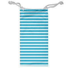 Horizontal Stripes Blue Jewelry Bag by Mariart