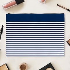 Horizontal Stripes Blue White Line Cosmetic Bag (xl) by Mariart