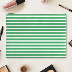 Horizontal Stripes Green Cosmetic Bag (xl) by Mariart