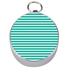 Horizontal Stripes Green Teal Silver Compasses by Mariart