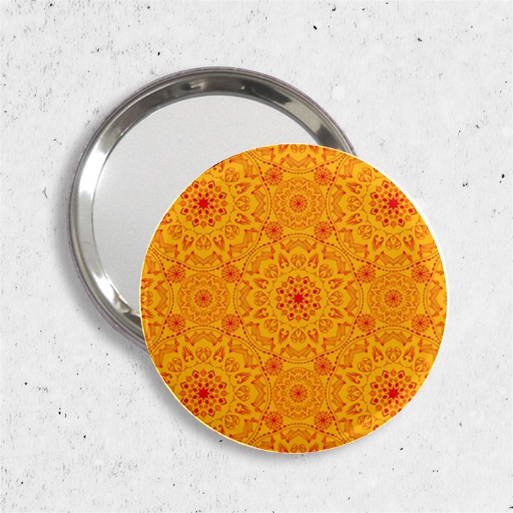 Solar mandala. Orange rangoli. 2.25  Handbag Mirror