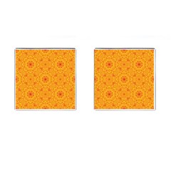 Solar Mandala  Orange Rangoli  Cufflinks (square) by bunart