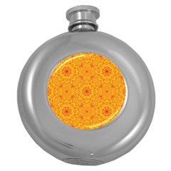 Solar Mandala  Orange Rangoli  Hip Flask (5 Oz) by bunart