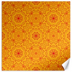 Solar Mandala  Orange Rangoli  Canvas 16  X 16  by bunart