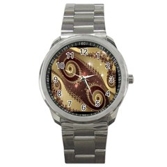 Space Fractal Abstraction Digital Computer Graphic Sport Metal Watch by Simbadda