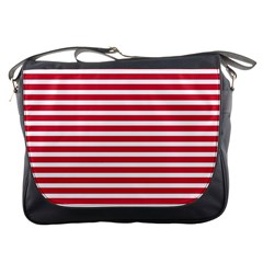 Horizontal Stripes Red Messenger Bags by Mariart