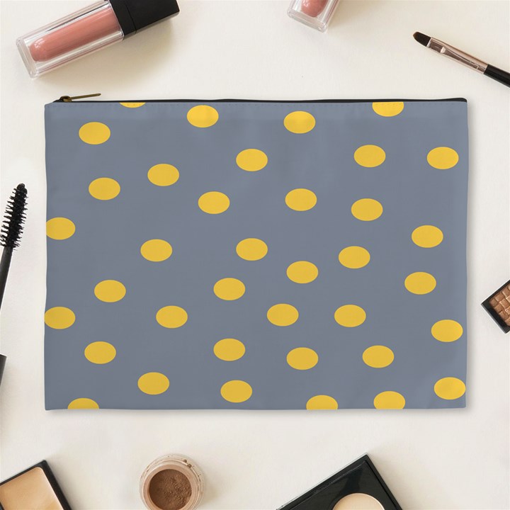 Limpet Polka Dot Yellow Grey Cosmetic Bag (XL)